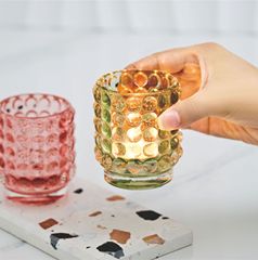 Ins Minimalist Glass Crystal Candle Holder Ornament Creative Home Decor Scented Candle Holder Round Dot Dining Table Decoration