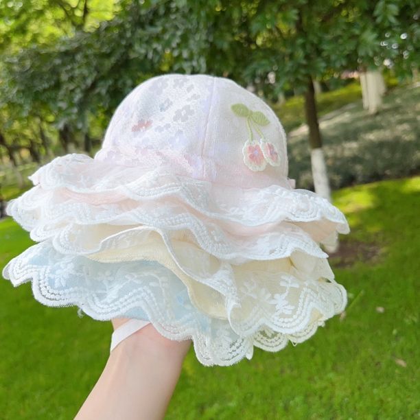 ベビー帽子ベビー調整レースプリンセスかわいい夏薄い漁師帽子サンシェード漁師盆地帽子日焼け止め|undefined