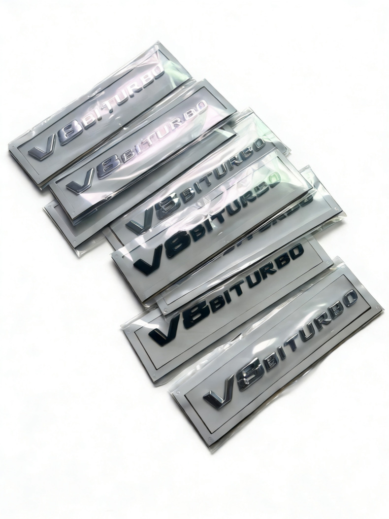 Suitable for Mercedes-Benz's New V8Biturbo Side Emblem C63 G63 S65 Fender V12 Supercharged Car Emblem Letters