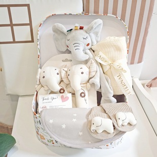 Newborn Soothing Gift Box Set 0-6 Months Baby Soothing Towel Baby Hand Rattle Toy Full Moon Gift Baby
