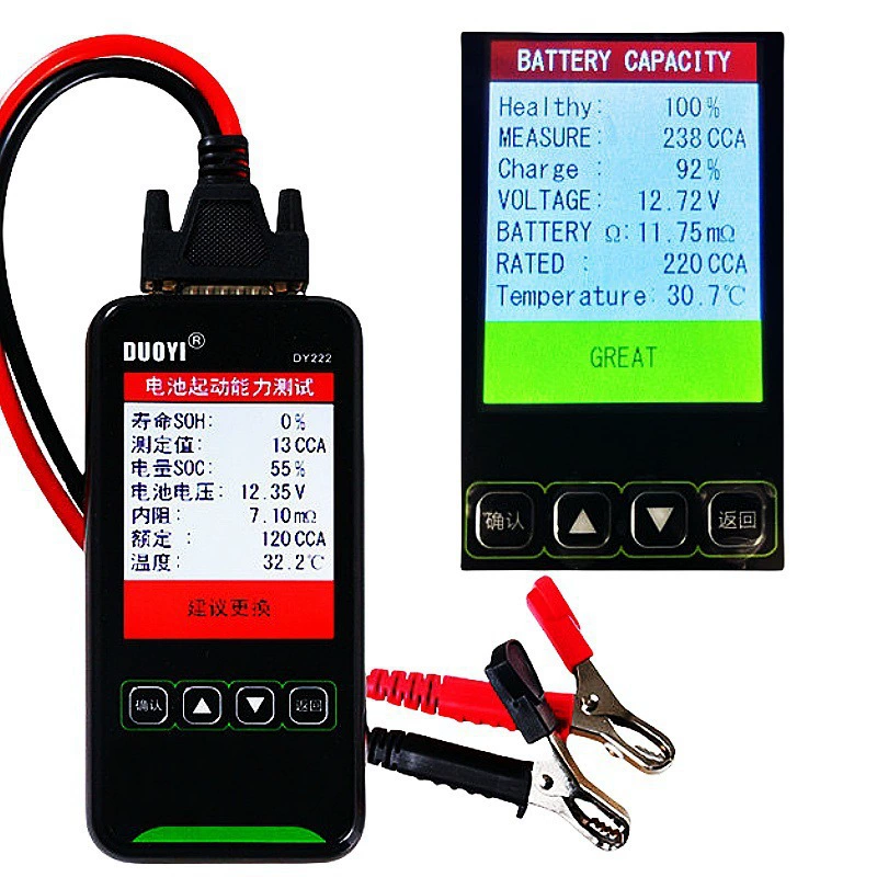 Автомобильный свинцово-кислотный аккумулятор детектор 12V/24V емкость батареи срок службы тестер внутреннего сопротивления DY222