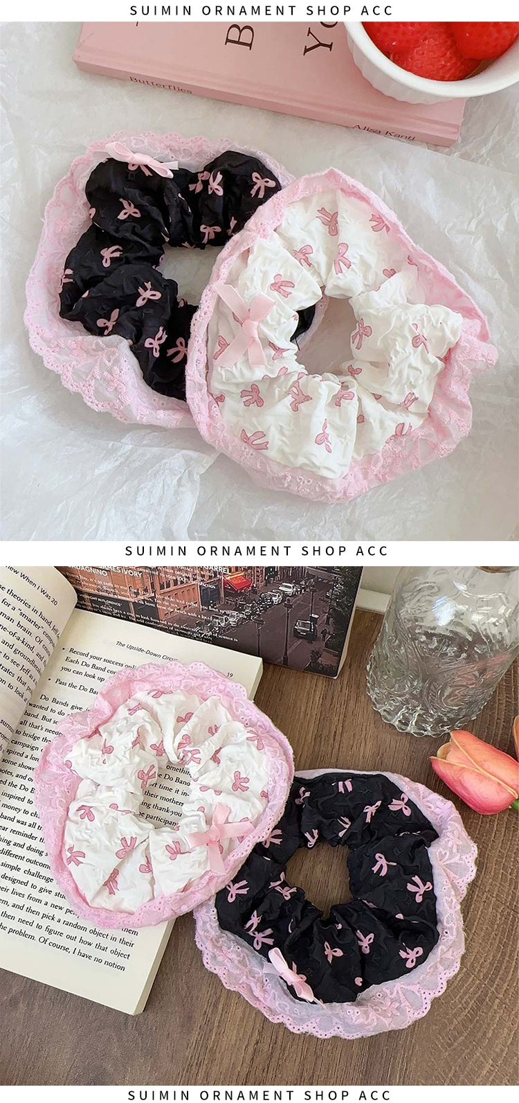Women's Sweet Bow Knot Cloth Lace Printing Hair Tie display picture 2