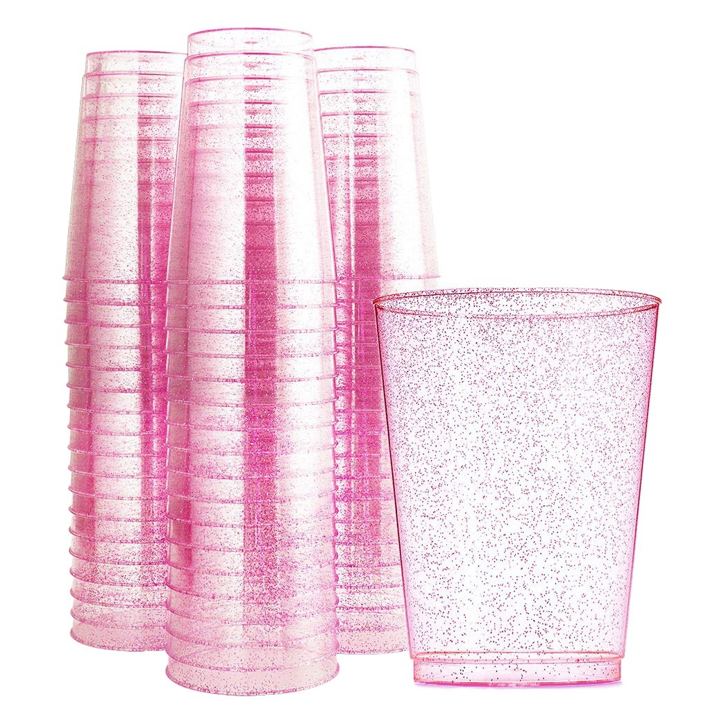 12oz taza de agua desechable polvo de oro copa de vino polvo de plata whisky taza de plástico taza de jugo Rosa taza de oro