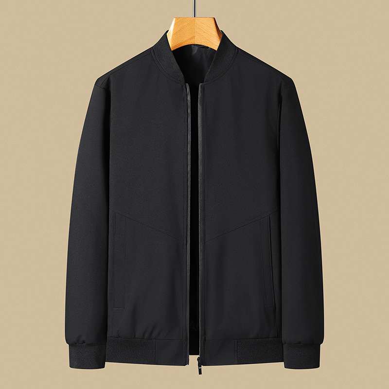 Primavera y otoño a prueba de viento, impermeable y resistente al desgaste, ocio simple, ropa de otoño para hombres, chaqueta de cuello vertical, chaqueta de vuelo de marca de moda