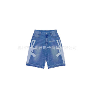 Trendy and Unique Cross-Border Direct Sale 2025 Summer New Washed High Street Versatile Loose Vintage Denim Shorts Unisex