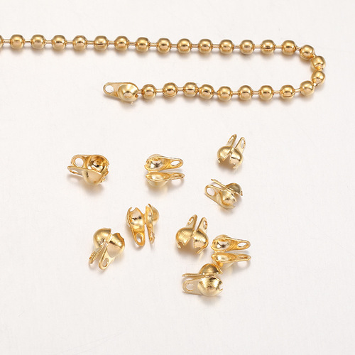 Double hole double ear stainless steel left and right side covered buckle bead chain buckle diy jewelry accessories covered buckle necklace connection closing buckle