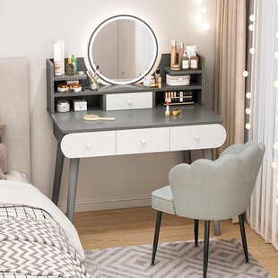 Dressing Table Bedroom Modern Simple Small Makeup Table Mirror Small Apartment Makeup Cabinet Internet Celebrity Master Bedroom Makeup Table for Girls