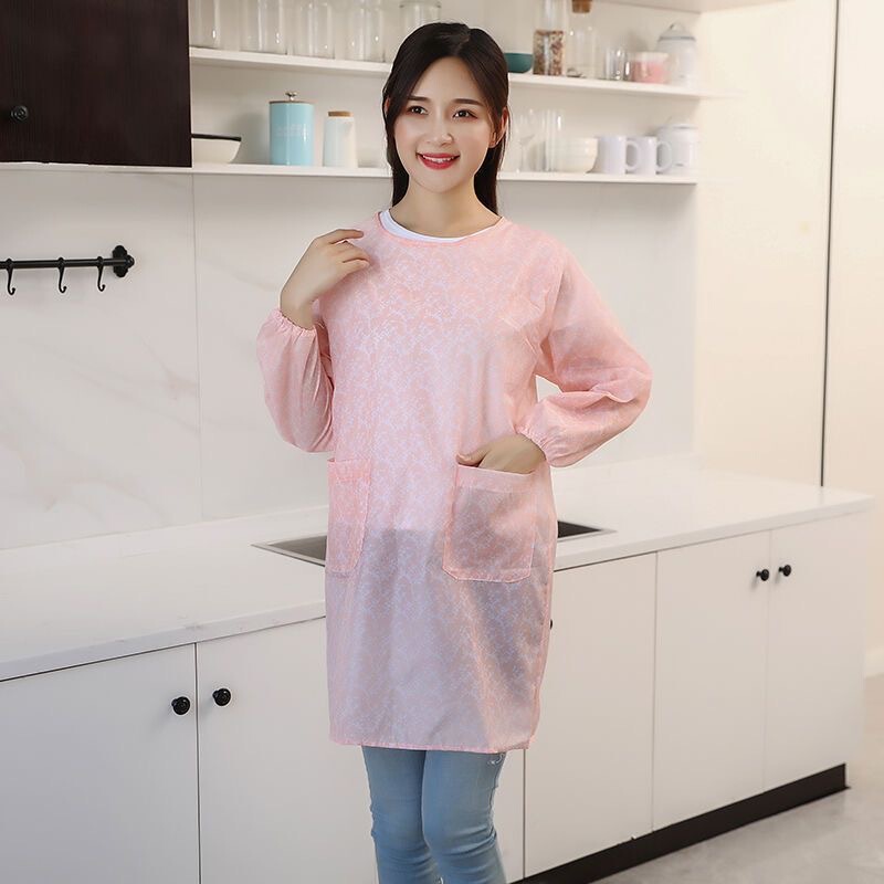 Apron Home Kitchen Cooking Home Waterproof and Oil-proof Long Sleeve Thin Fashionable Women's Overalls New Work Clothes Apron Home Kitchen Cooking Home Waterproof and Oil-proof Long Sleeve Thin Fashionable Women's Overalls New Work Clothes