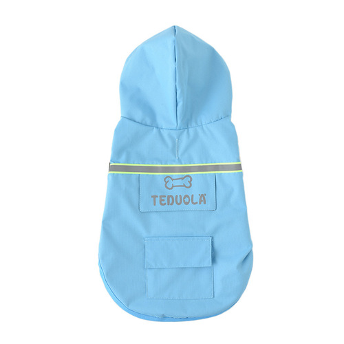 Cross-border new pet clothes, dog reflective raincoat, pocket design waterproof biped clothing wholesale