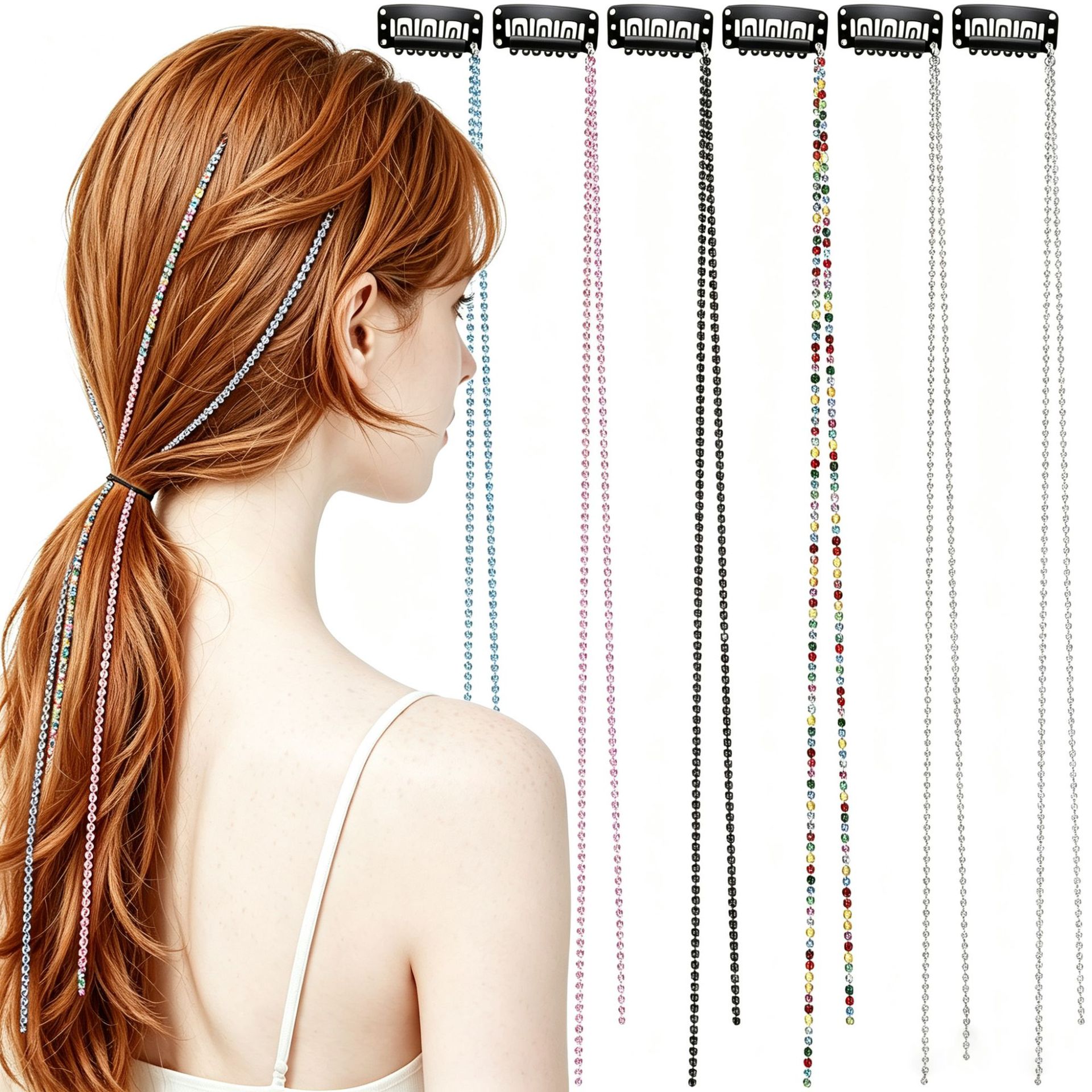 Korean-Style Trendy Fashion Item for Girls, Versatile and Stylish, Shiny Braided Hair Chain with Tassels for Parties