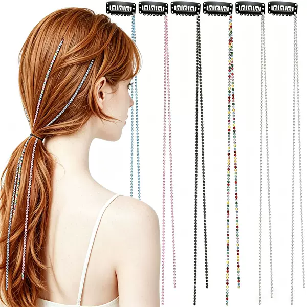 Korean-Style Trendy Fashion Item for Girls, Versatile and Stylish, Shiny Braided Hair Chain with Tassels for Parties