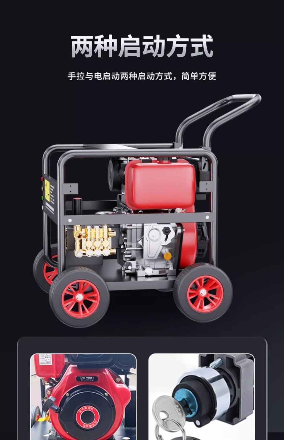 Black Cat Ideal Diesel Gasoline High-Pressure Car Washer High-Power Cleaning Machine Commercial Industrial Grade Water Gun Pipe Cleaning