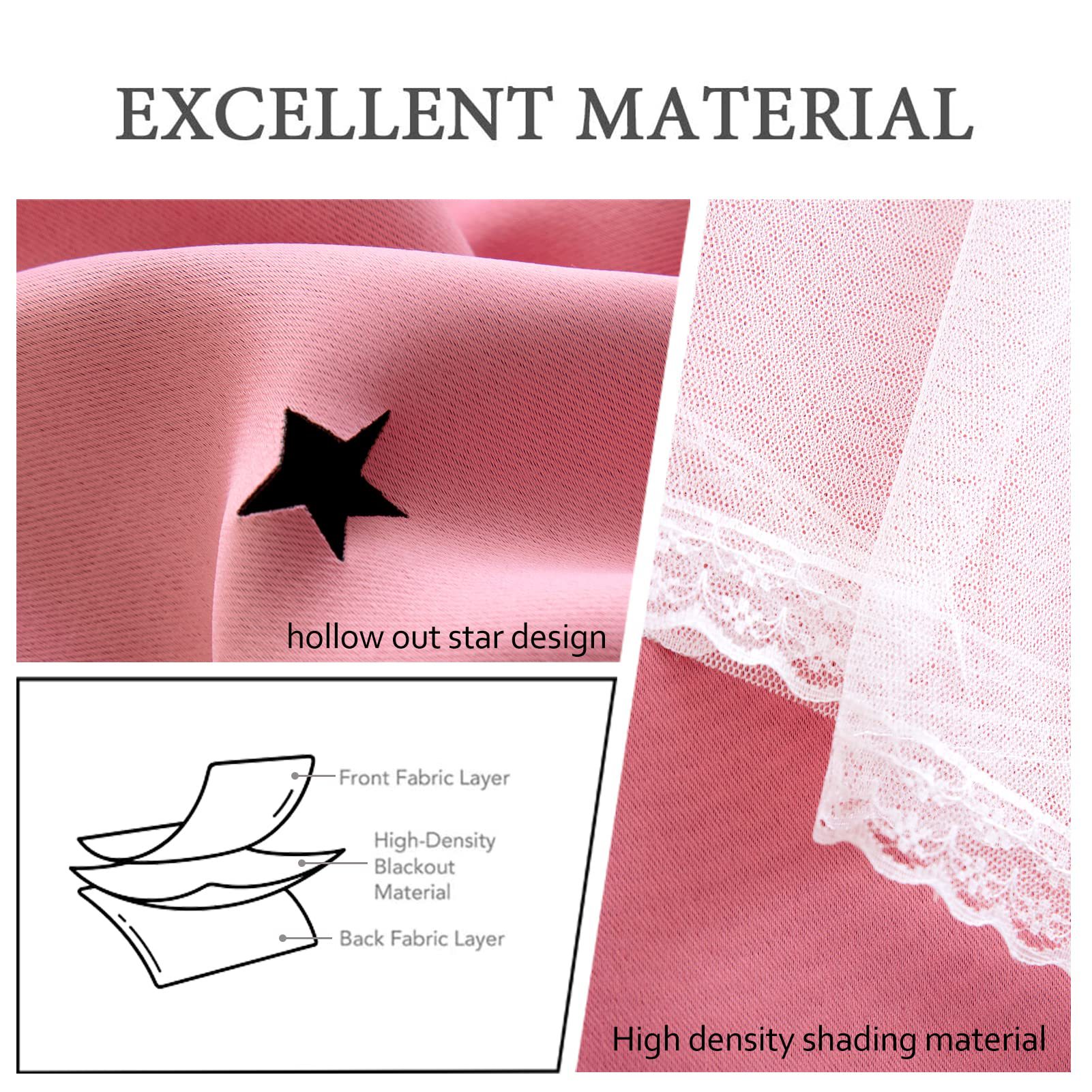 double layer curtains hollow star blackout rod punching short curtains_voghion.com