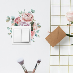 New MG-KG029 Colorful Rose and Green Leaf Switch Decal Living Room Entrance Home Decoration Wall Sticker Wholesale