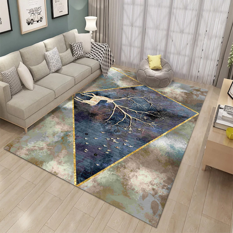 Alfombra nórdica abstracta teñida con tinta para sala de estar, dormitorio y mesita de noche, alfombra de cobertura total, personalizable, lavable a máquina, venta al por mayor transfronteriza.