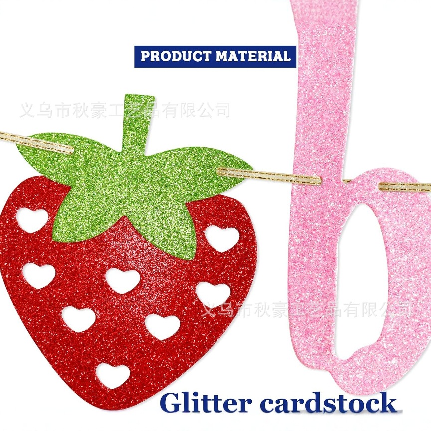 Fiesta de cumpleaños, tirar de la bandera, dar la bienvenida al bebé, primer cumpleaños del bebé, fiesta con tema de fresa, flasher, bandera