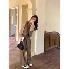 韩系感马甲套装女2025春季新款气质显瘦衬衫阔腿裤三件套拼接