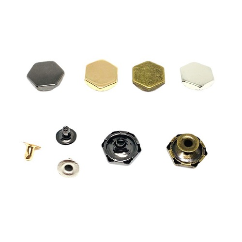 DIY jewelry rivet hexagonal impact rivet flat polygonal buckle luggage clothing decoration accessories male and female impact rivet