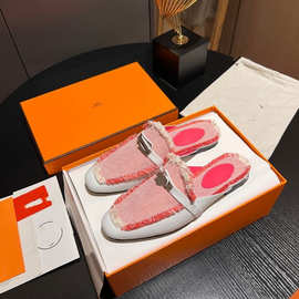 广州高品质2024新款平底锁扣包头拖女百搭流苏穆勒拖鞋女