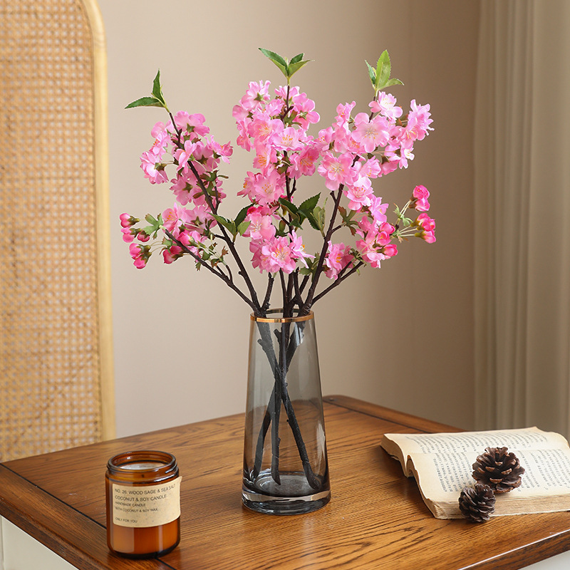 New artificial spring foam peach blossom branch Chinese Zen home wedding floral decoration artificial peach blossom