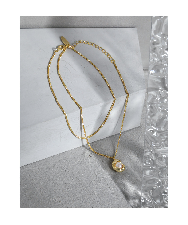 Fashion Solid Color Sterling Silver Necklace Plating Inlay Pearl 925 Silver Necklaces display picture 3