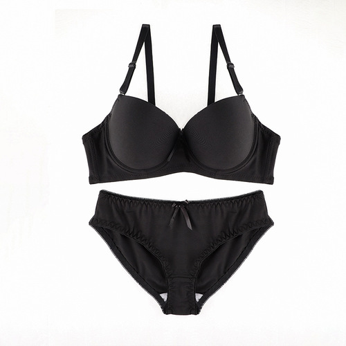 Cross-border new sexy underwear set with detachable double shoulder straps and steel rings push-up thin mold cup young women's underwear