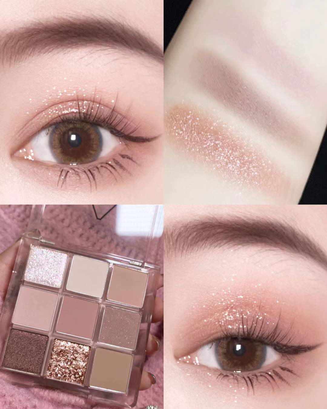 Sombra de ojos de nueve cuadrados de celebridades de Internet Super Fire Starry Sky Sparkle Sombra de ojos marrón anaranjado nacarado mate para principiantes baratos