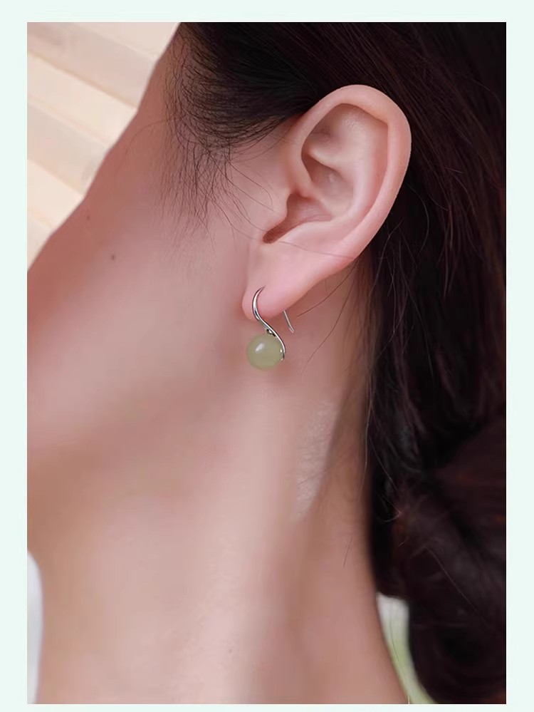 Hetian Jade Earrings New Chinese Style Niche High End Ear Studs_voghion.com