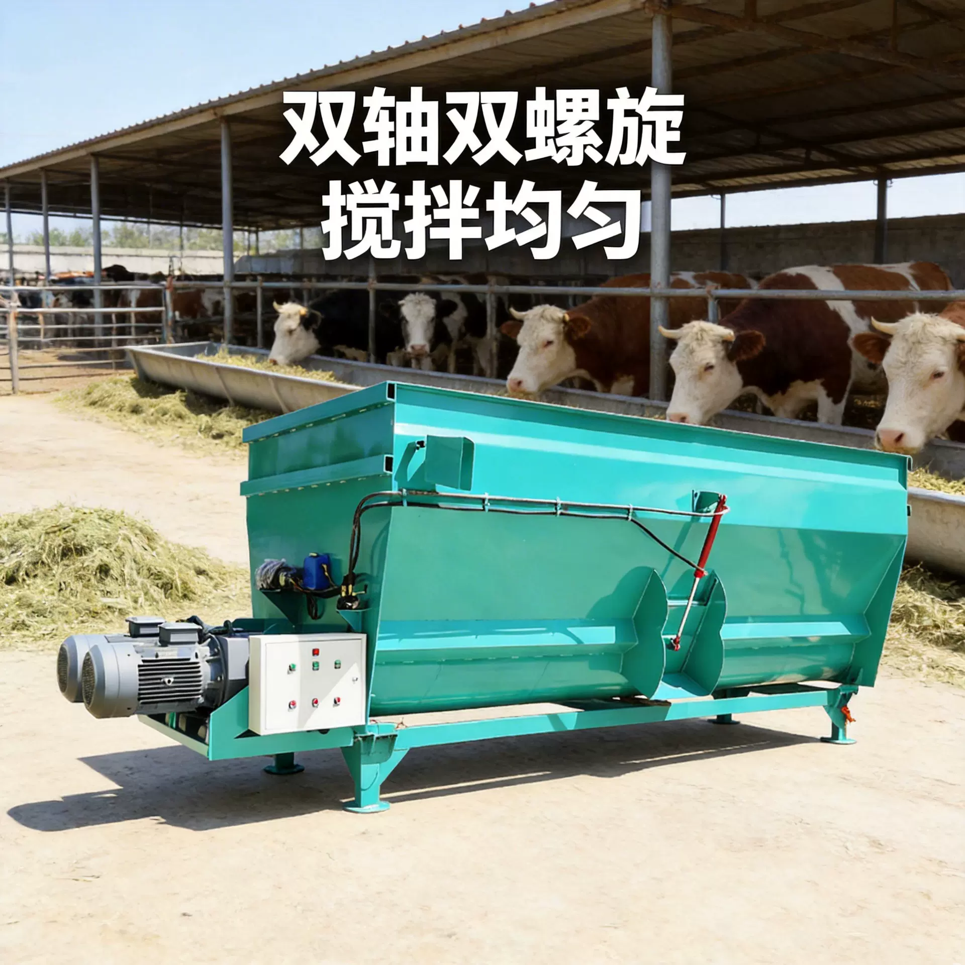 TMR牛羊全日粮搅拌机 秸秆粉碎混料机 卧式双轴拌料机