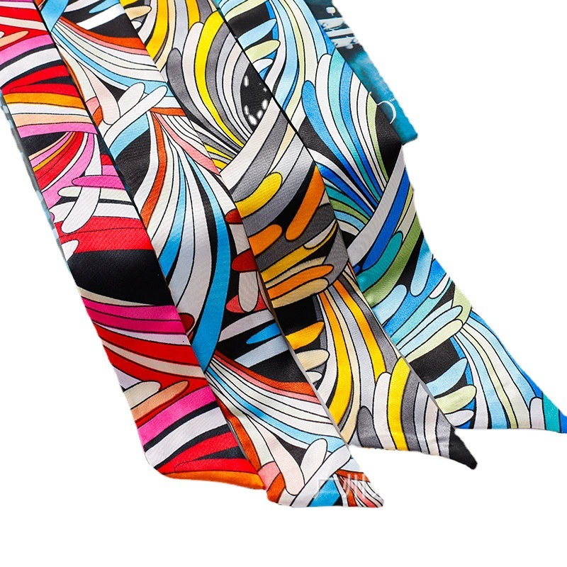 Шелковый шарф Цифровая печать на заказ Подарок с логотипом Декоративный шелковый шарф Тонкий узкий галстук Сумка Маленький шелковый шарф Пояс Маленький шарф