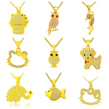 时尚仿金饰品KT猫吊坠女式 铜镀金首饰 百搭猫头鹰项链小狗项链