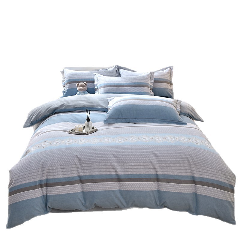 Copripiumino e lenzuolo da letto in puro cotone spazzolato semplice di classe A, set da tre pezzi per regalo di compleanno o per eventi._voghion.com