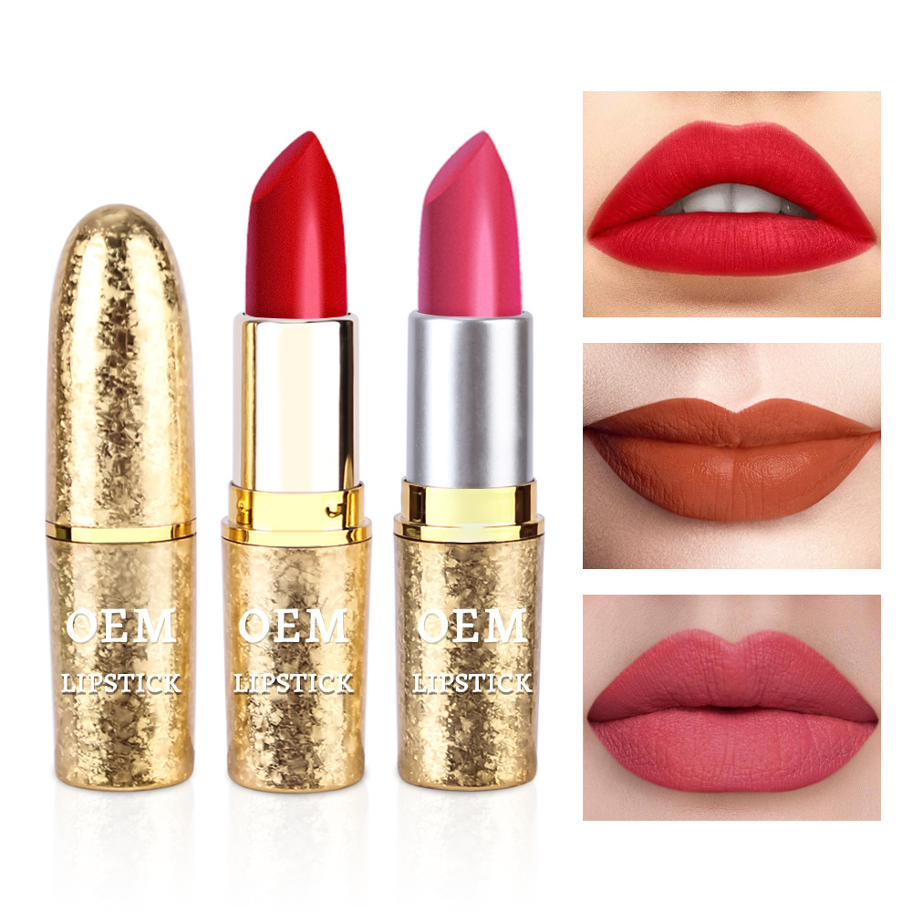 Non Staying Cup, Non fading Gold Tube Moisturizing Lipstick, Advanced Velvet Smooth, Pseudo Natural Skin Moisturizing, Naked Makeup Lipstick Tube, Female