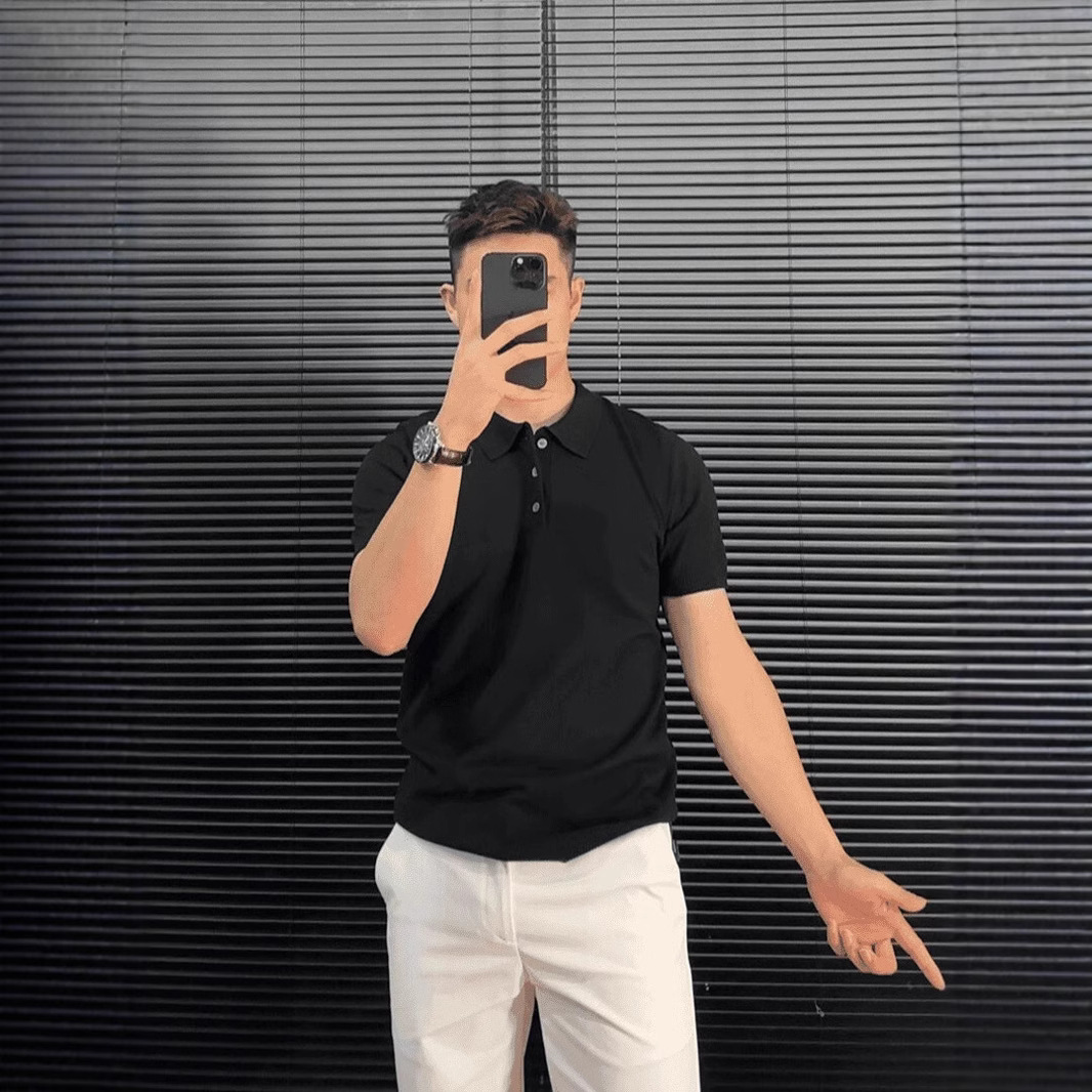 New Button Lel Polo Shirt Men's Short-sleeved Solid Color Light Mature Style Casual Business Simple T-shirt Summer Fashion