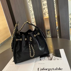 新しいボールパターンキャビア第一層牛革ヒッピーバッグバケットバッグ脇の下バッグ放浪バッグポータブルクロスボディショルダーバッグ