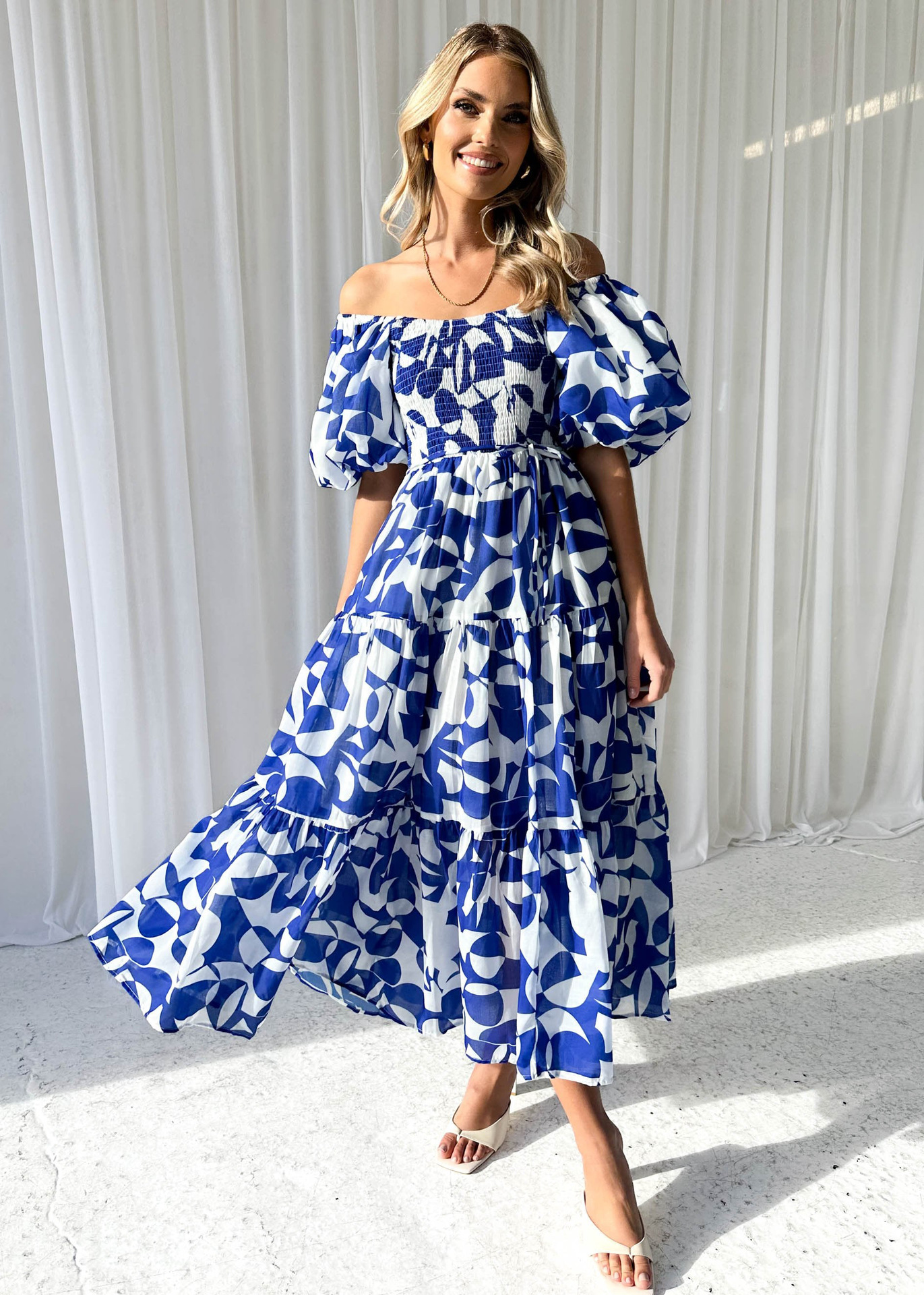 Women's Swing Dress Elegant Pastoral Off Shoulder Printing Short Sleeve Flower Maxi Long Dress Holiday Daily display picture 33