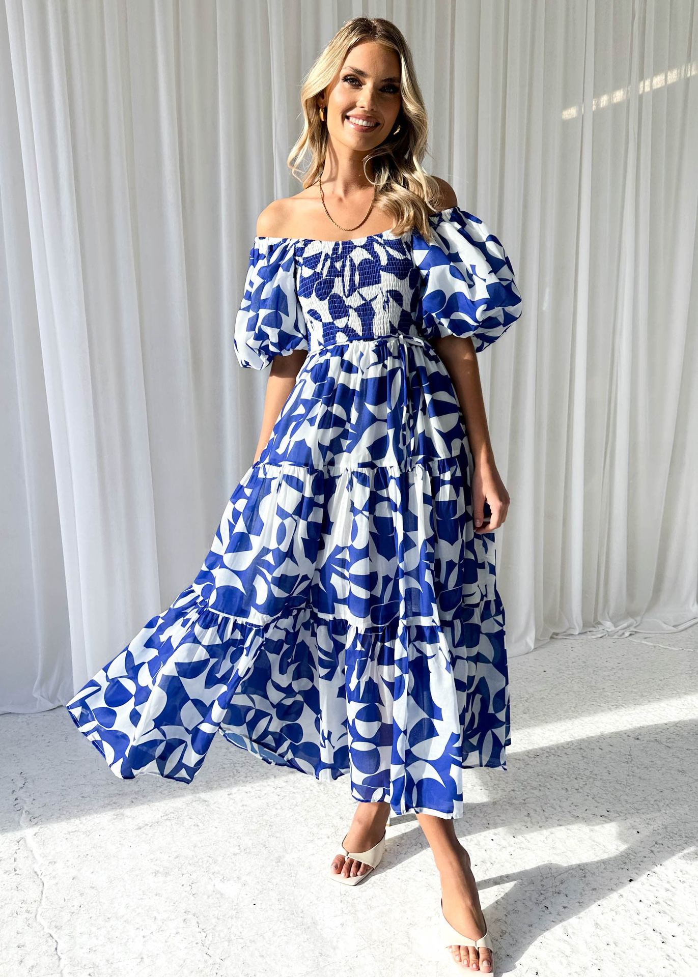 266g Weight Maxi Long Dress Dress Length Type Short Sleeve Sleeve Length Swing Dress Dresses Type Puff Sleeve Sleeve Type Polyester Fabric Type High Waist Waist Line Holiday, Daily Occasion Off Shoulder Neckline Slim Fit Type Flower Pattern Spring Season Women's Gender Printing Design Elegant, Pastoral Style Wholesale Women's Elegant Pastoral Printing Flower Holiday Daily Off Shoulder Short Sleeve Swing Dress 32