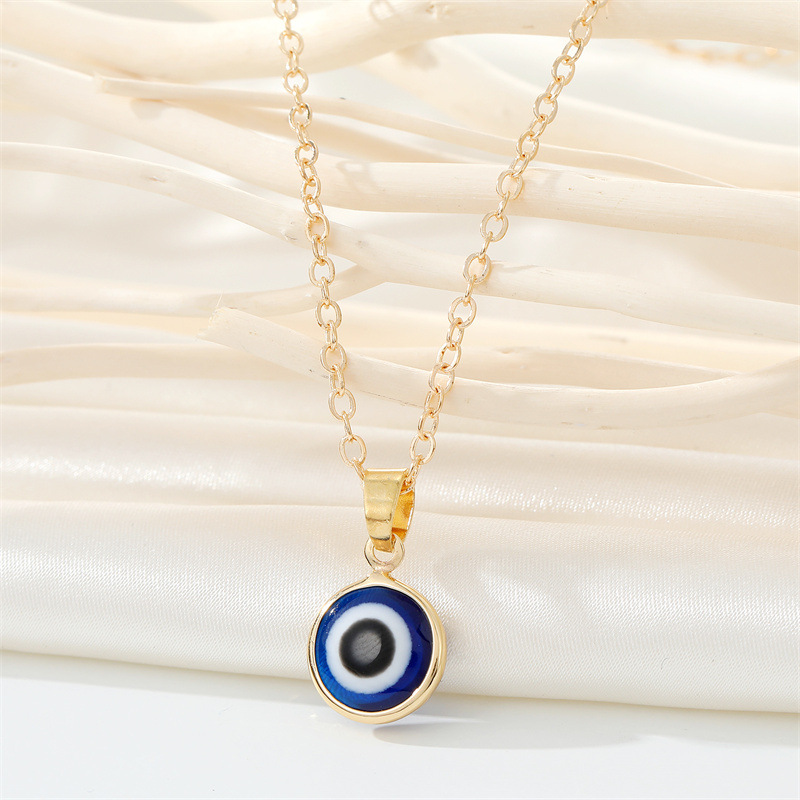Retro simple color resin Turkish eye necklace demon eye pendant necklace