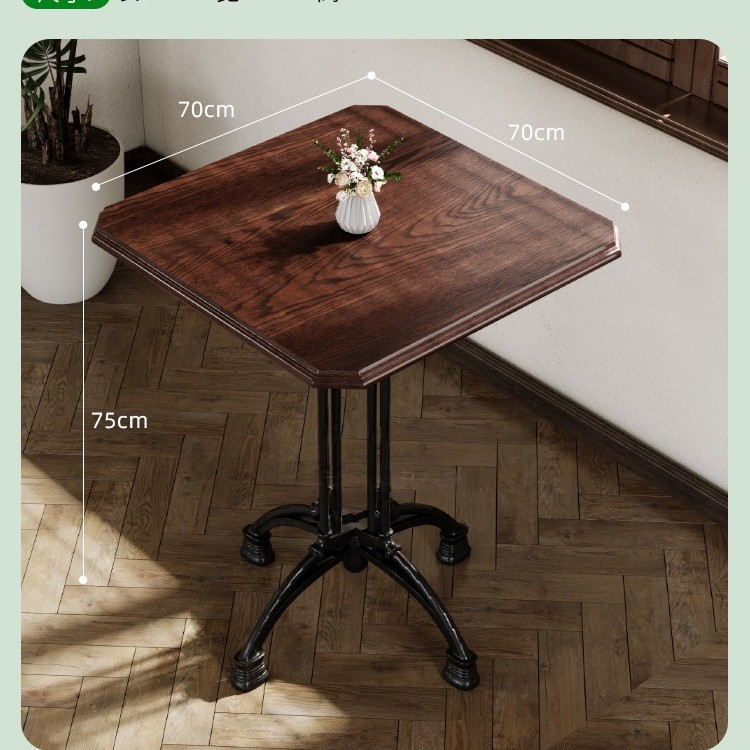 Mesa y silla de cafetería americana retro francesa panadería de comida ligera dulces tienda de azúcar y agua bistrona mesa de madera maciza image 56