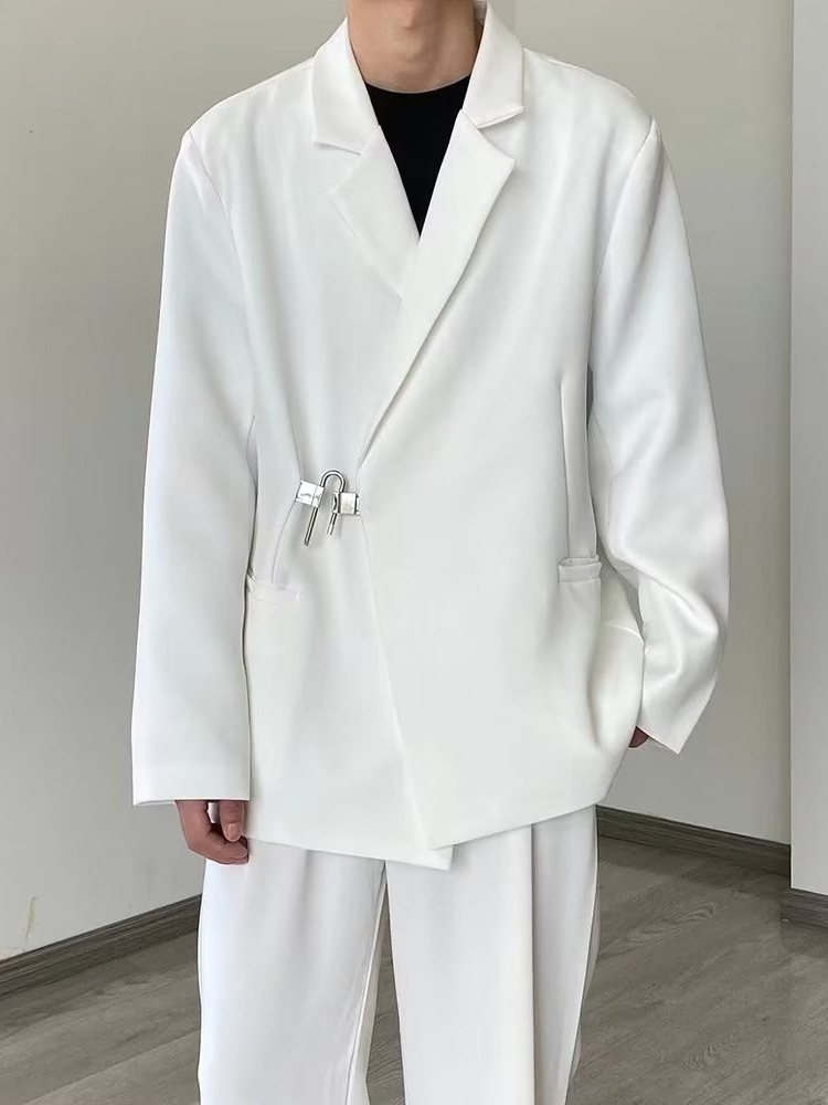 Chaqueta de traje con sentido de diseño con bloqueo de bolsillo para hombre de moda