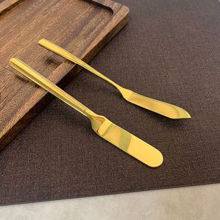 Wholesale Stainless Steel Butter Knife Long Handle Golden Cheese Knife Jam Knife Cream Cheese Mounting Knife Printable logo