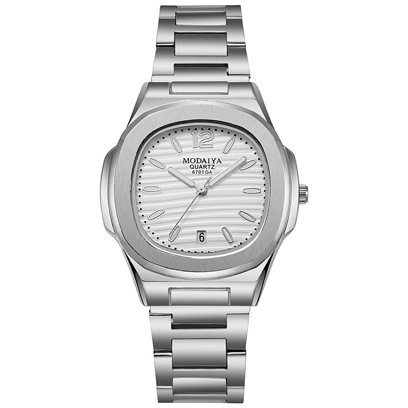 Celebridad transfronteriza de Internet TikTok New Fashion Square Cinturón de acero para hombre reloj calendario reloj de cuarzo entrega de regalo