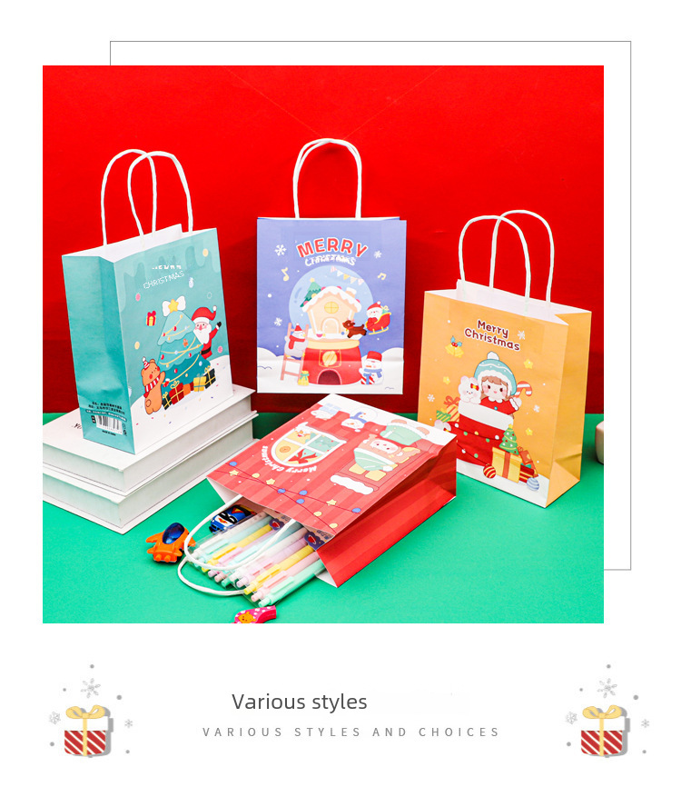 Christmas Gift Bag Snowman Elk Kraft Paper Bag Gift Packaging Bag Christmas Eve Cartoon Gift Bag_voghion.com