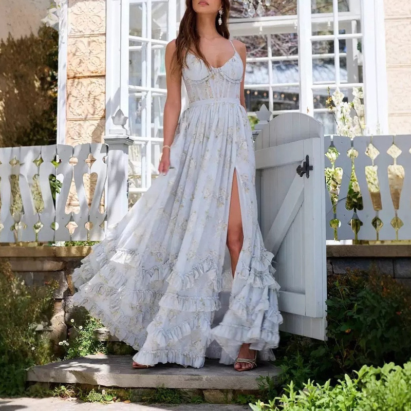 Seaside Holiday Beautiful Unique Sling dress Super Good-looking Temperament Waist Long Dress Women Summer New Seaside Holiday Beautiful Unique Sling dress Super Good-looking Temperament Waist Long Dress Women Summer New
