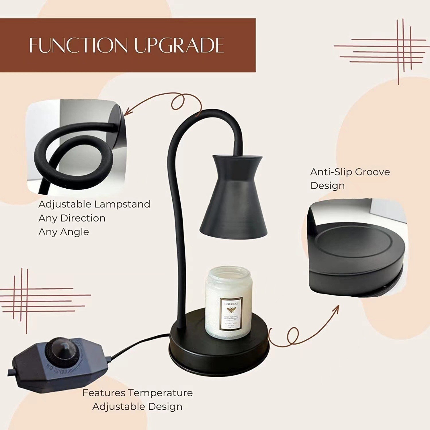 Lift-type wax melting lamp, American simple bedroom bedside lamp, dimmable candle warmer, Amazon best-selling candle melting lamp