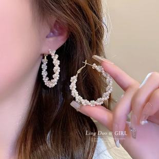 Fashionable universal earrings from pearl, light luxury style, high-quality style, internet celebrity