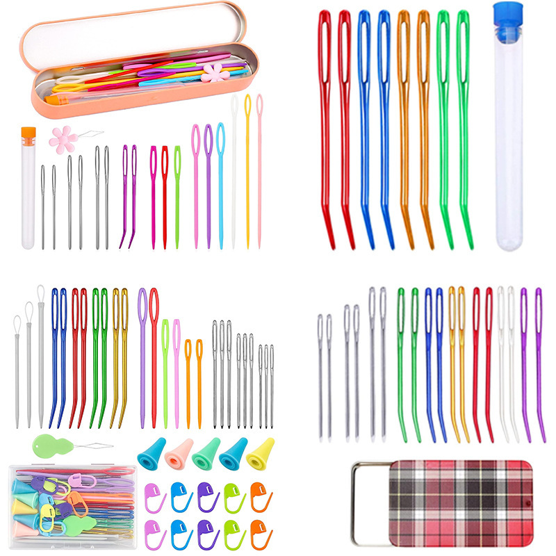 Aluminio grande-ojo curvado aguja mano costura aguja zurdo aguja de ojo grande aguja de coser aguja lana tejer herramienta