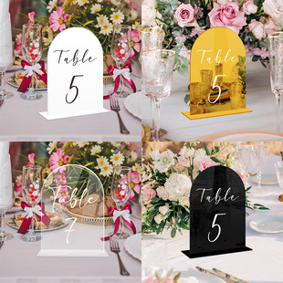 Cross-border Arch Shape Blank Acrylic Table Card Party Table Number Plate Dining Table Card DIY Personalized Seat Card