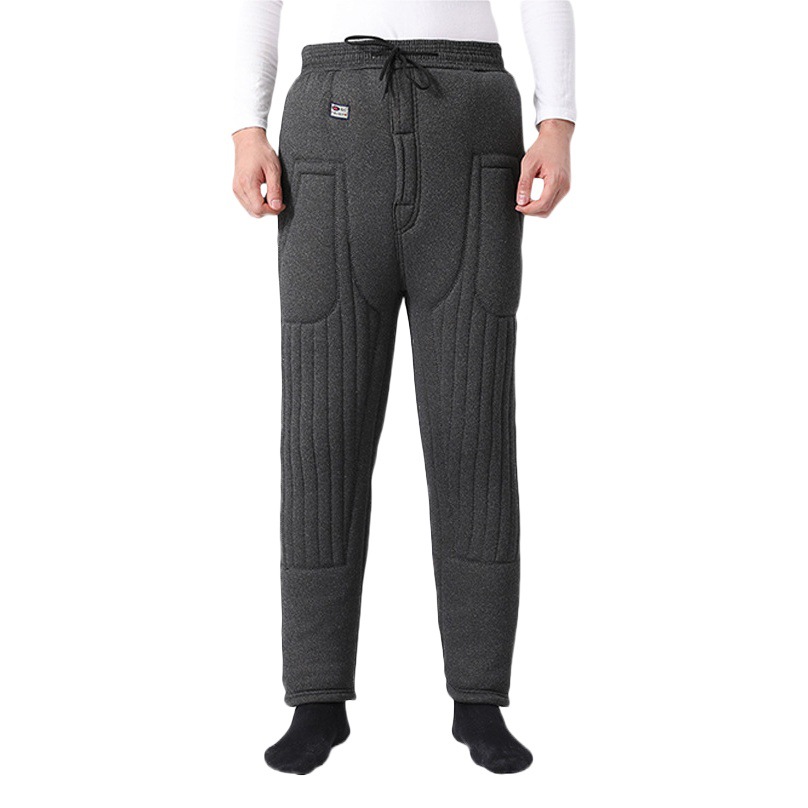Winter Elderly Thickened Lamb Fleece Cotton Pants Three-layer Camel Fleece Cotton Pants for Middle-aged and Elderly Dad Warm Cold-proof Waist Elastic