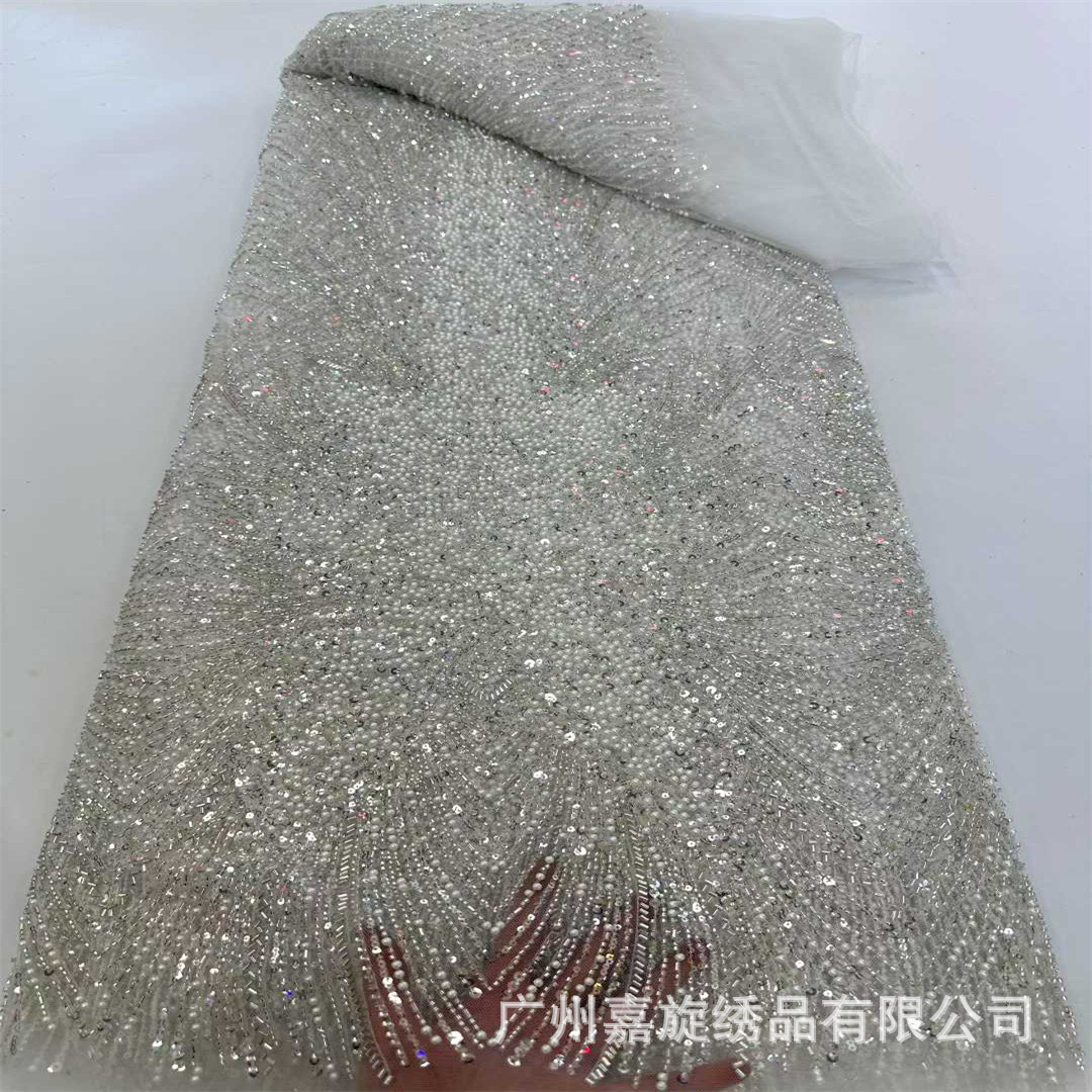 Gao Ding cola vestido de boda vestido de tela de bordado de perlas brillante perlas tubo de tela de bordado de boda